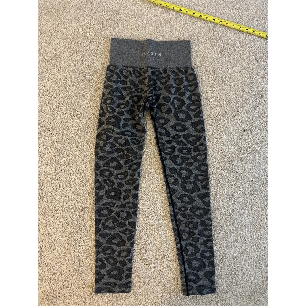 NVGTN Womens Wild Leopard Seamless Leggings Grey Marl High Waisted Size Small